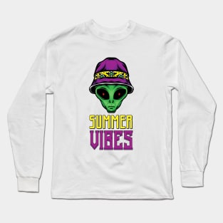 Summer Vibes - Funny Alien Quote - Cool UFO Long Sleeve T-Shirt